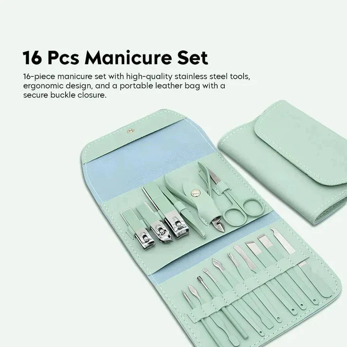 Portable Nail Care Set | Manicure Pedicure 16 in 1 Pcs Tool Kit