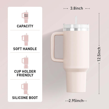 1200ML Stainless Steel Tumbler | Hot and Cold | Handle, Lid and Straw | Double Insulated Cup 100% Leak Proof