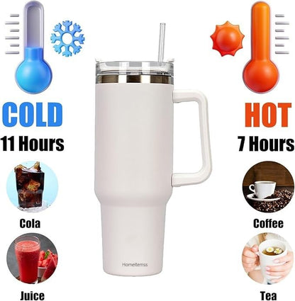 1200ML Stainless Steel Tumbler | Hot and Cold | Handle, Lid and Straw | Double Insulated Cup 100% Leak Proof