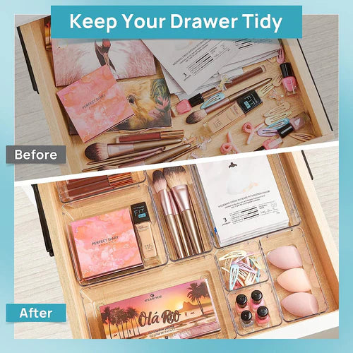 Clear Drawer Organizer Set - Multi-Size