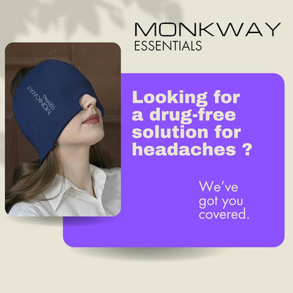 Monkway Migraine Relief Cap for Headaches, Migraine Cap for Hot and Cold Ice Pack Therapy-Headache Products-Migraine Relief Products-Headache Relief Cap-Headache Cap-Ice Hat-Pack of 1