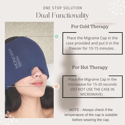 Monkway Migraine Relief Cap for Headaches, Migraine Cap for Hot and Cold Ice Pack Therapy-Headache Products-Migraine Relief Products-Headache Relief Cap-Headache Cap-Ice Hat-Pack of 1