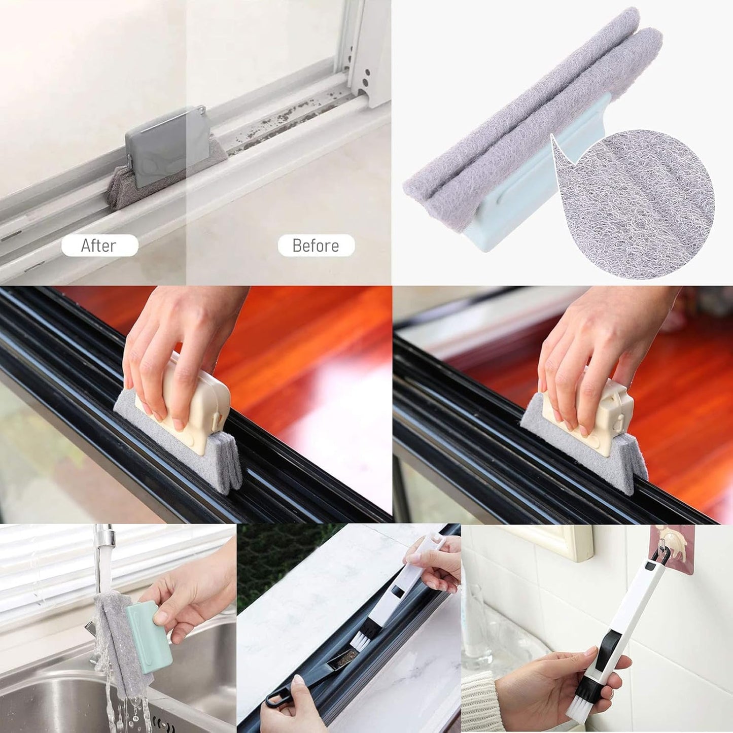 Window Groove Frame Cleaning Brush and Dust Cleaning Brush for Window Slot Door Track Cleaning Brushes Dust Cleaner Tool (3 Pcs Cleaner 2 Pcs Brush)