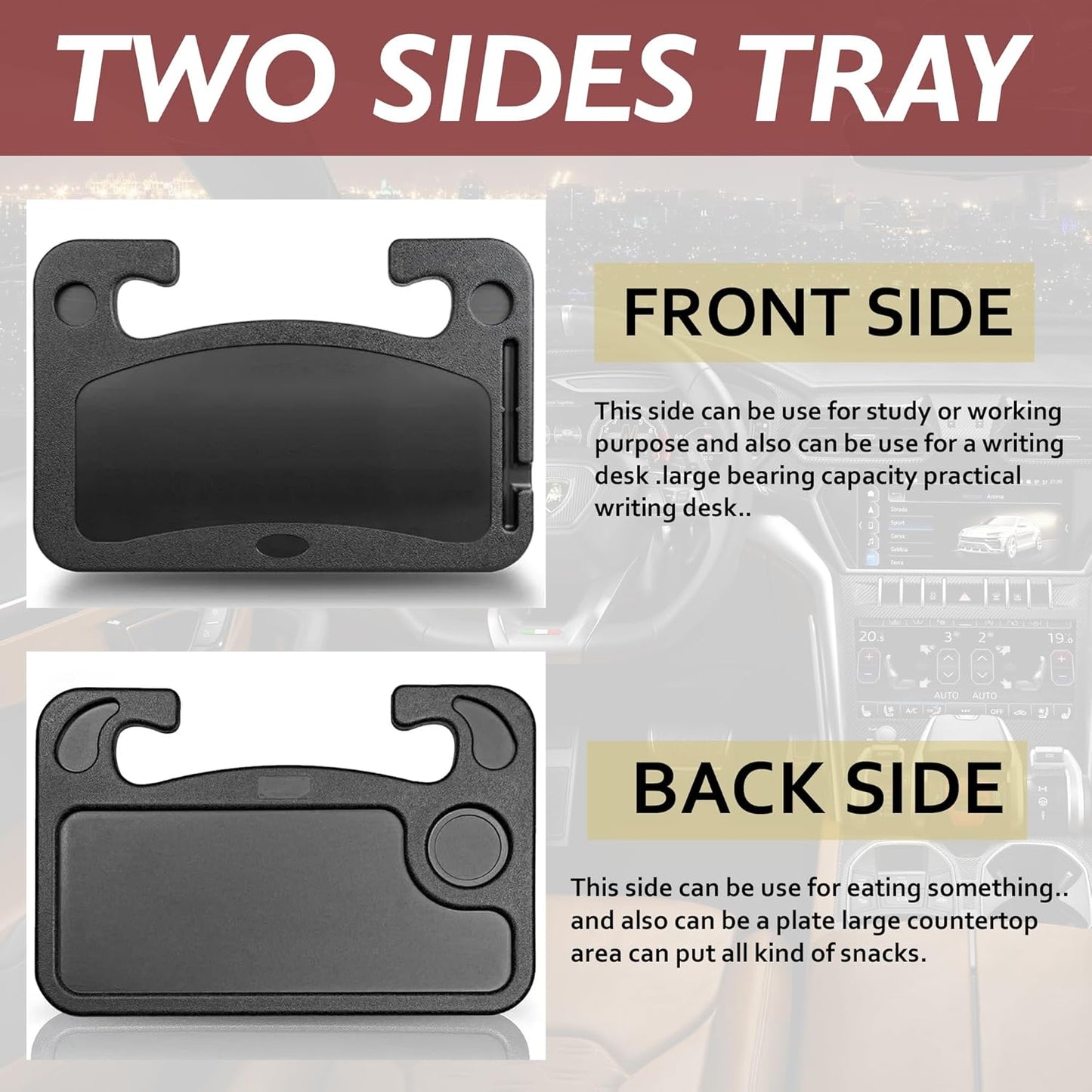 2 in 1 Multipurpose For All Cars Steering Wheel Tray