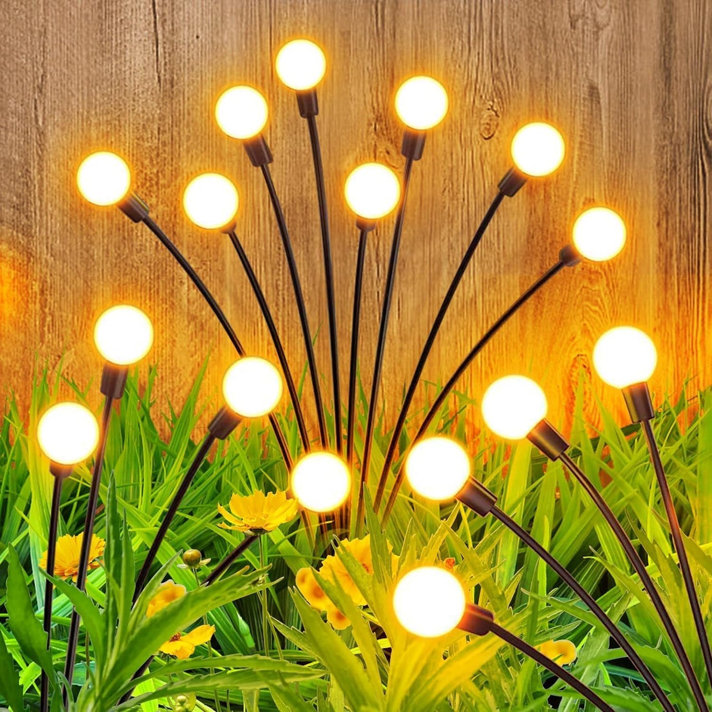 8 LED Solar Garden Light Sway by Wind Waterproof Outdoor Decoration Night light Yard Patio Pathway Garden/balcony/terrace plant Decoration(Warm White) (1)