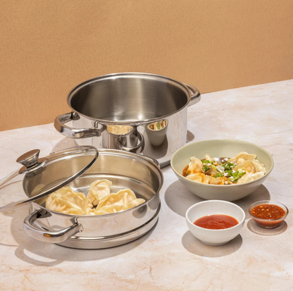 2-Tier Stainless Steel Steamer Big Size (306 Food Grade Steel)